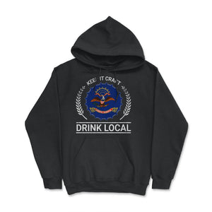 Drink Local North Dakota Vintage Craft Beer Bottle Cap Brewing - Hoodie - Black