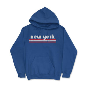 Vintage New York Retro Three Stripe Weathered - Hoodie - Royal Blue