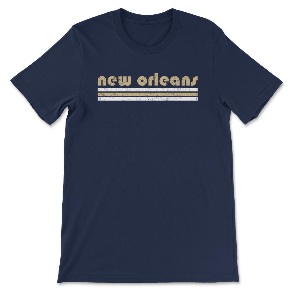 Vintage New Orleans Retro Three Stripe Weathered - Unisex T-Shirt - Navy