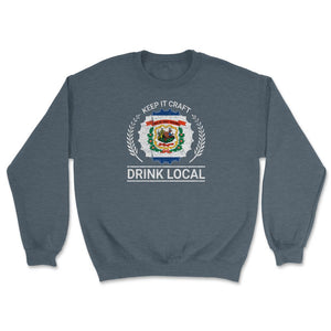 Drink Local West Virginia Vintage Craft Beer Bottle Cap Brewing - Unisex Sweatshirt - Dark Grey Heather