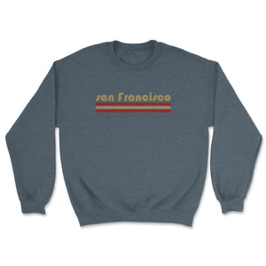 Vintage San Francisco California Retro Three Stripe Weathered - Unisex Sweatshirt - Dark Grey Heather