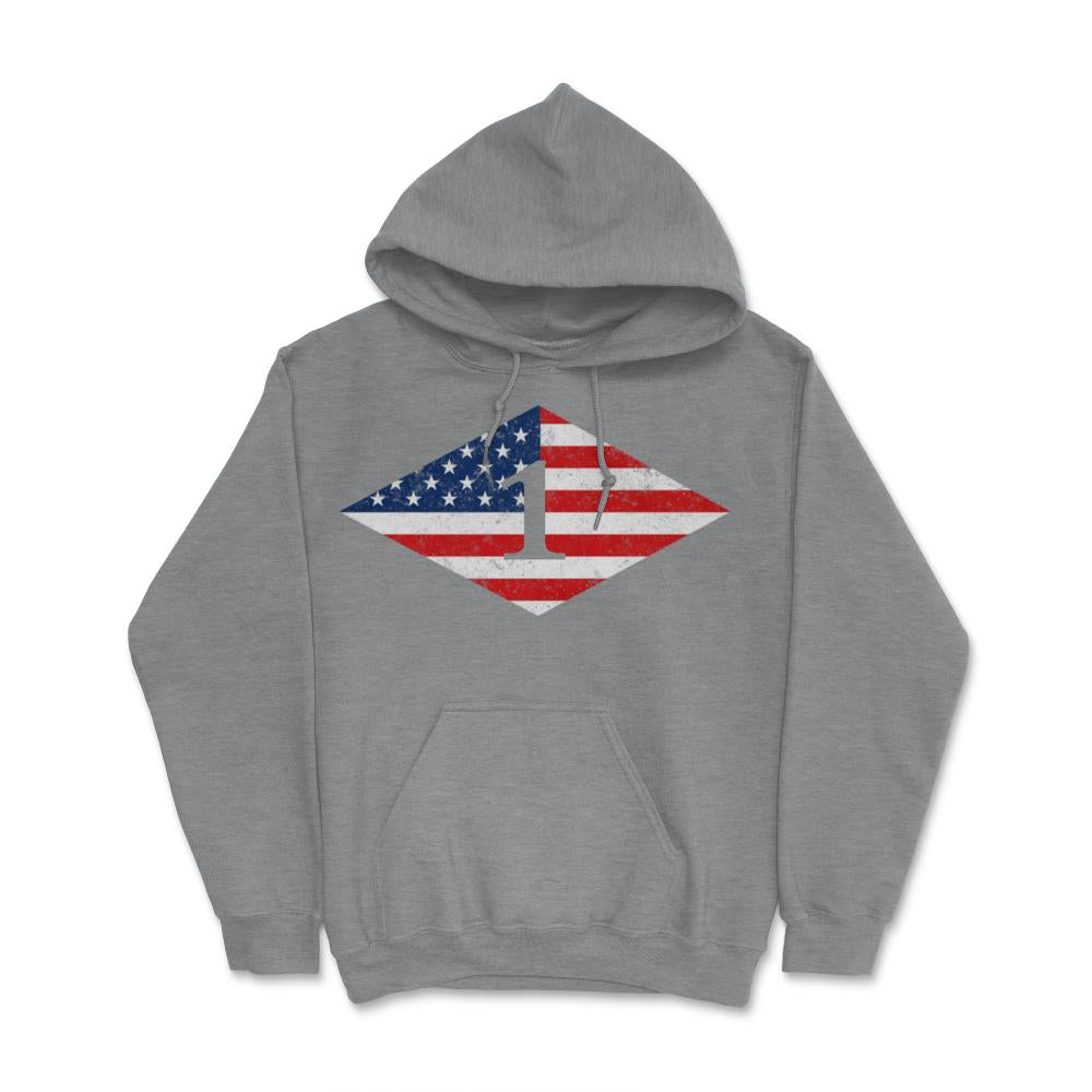 First Ranger Battalion USA Flag Diamond Patriotic Military Army Gift - Hoodie - Grey Heather