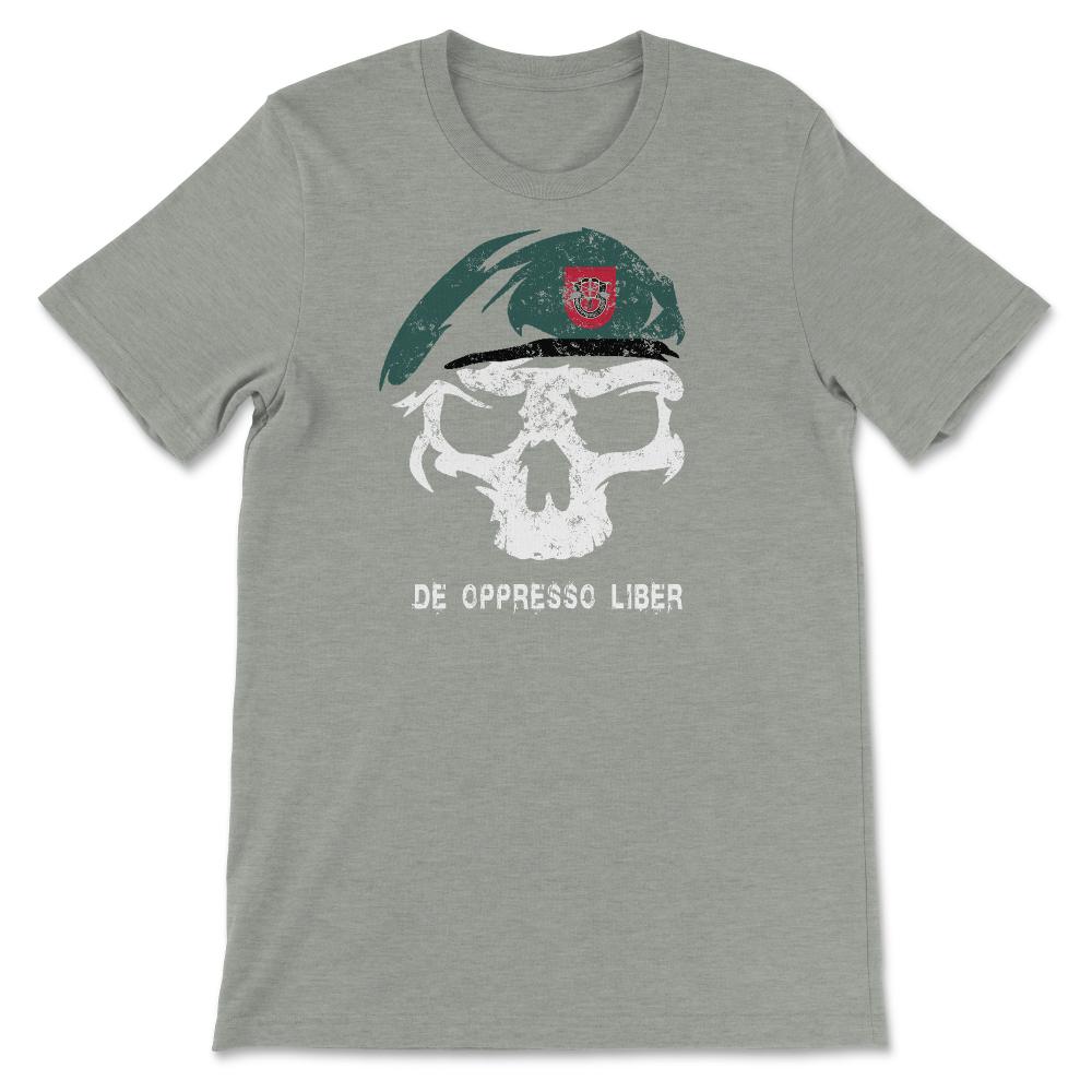 Army Special Forces De Oppresso Liber Green Beret 7th SFG Airborne - Unisex T-Shirt - Grey Heather