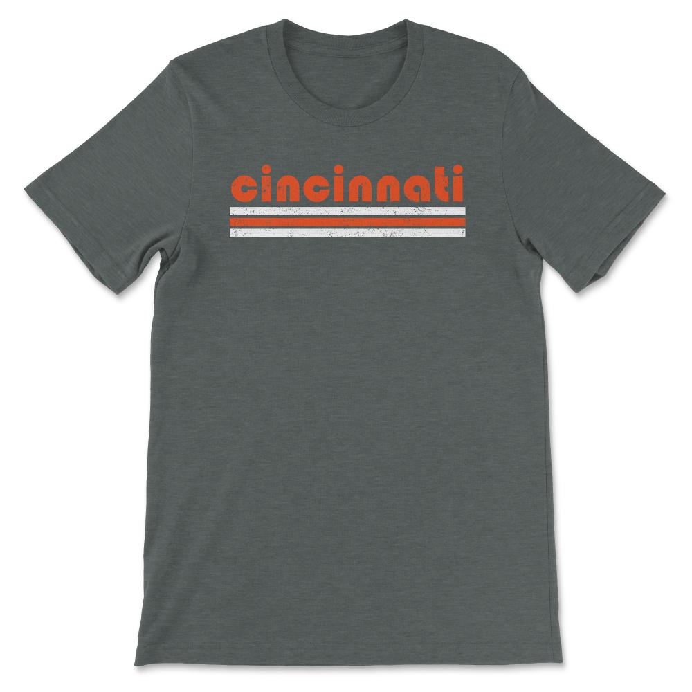 Vintage Cincinnati Ohio Retro Three Stripe Weathered - Unisex T-Shirt - Dark Grey Heather