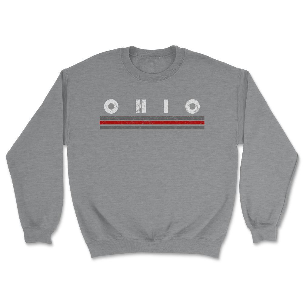 Vintage OHIO Retro Three Stripe Weathered - Unisex Sweatshirt - Grey Heather