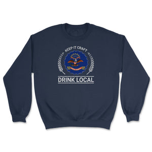 Drink Local North Dakota Vintage Craft Beer Bottle Cap Brewing - Unisex Sweatshirt - Navy