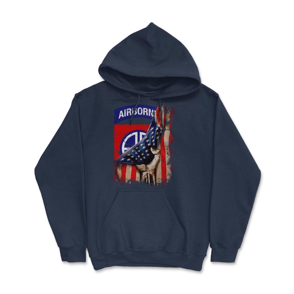 82nd Airborne Division US Flag Tear All The Way Paratrooper - Hoodie - Navy