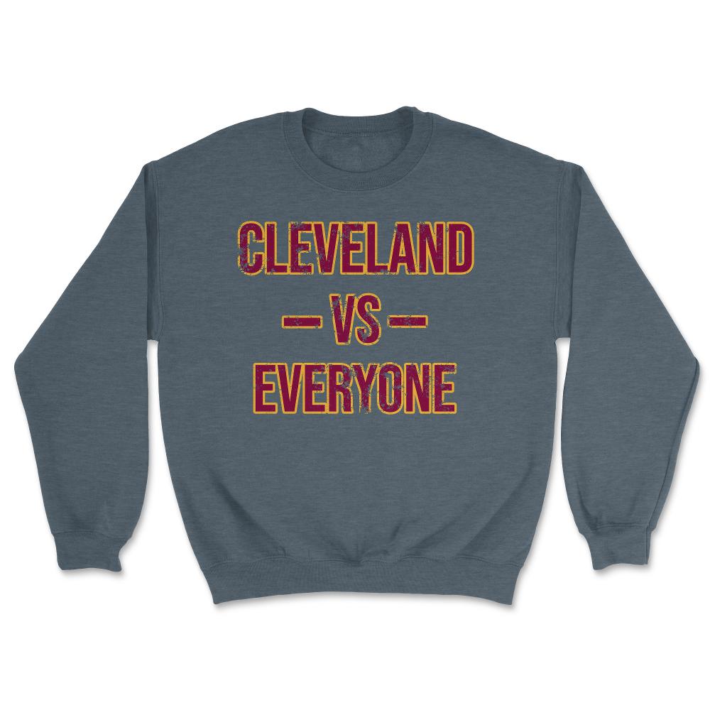 Cleveland Vs Everyone Vintage Weathered City & State Pride Ohio - Unisex Sweatshirt - Dark Grey Heather