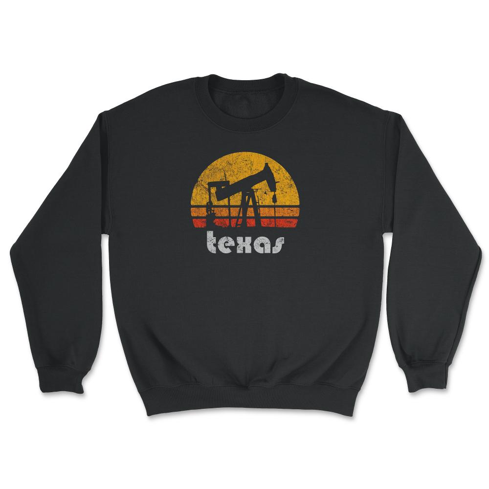 Vintage Texas Oil Pump Retro Sunset Weathered Oil Rig - Unisex Sweatshirt - Black