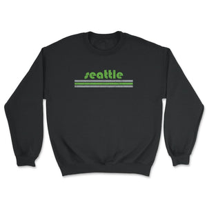 Vintage Seattle Washington Retro Three Stripe Weathered - Unisex Sweatshirt - Black