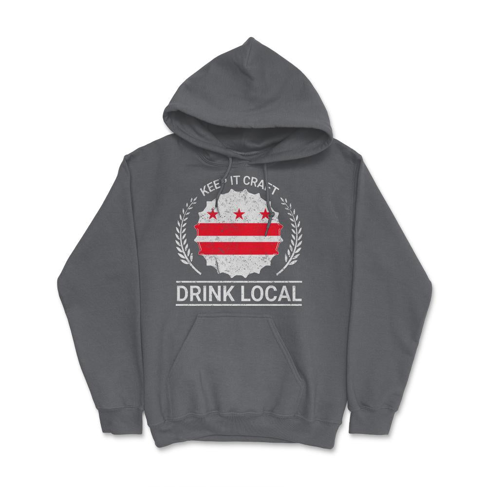 Drink Local Washington DC Vintage Craft Beer Bottle Cap Brewing - Hoodie - Smoke Grey