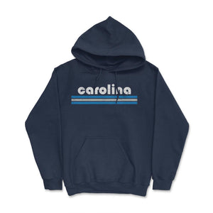 Vintage North Carolina Retro Three Stripe Weathered - Hoodie - Navy