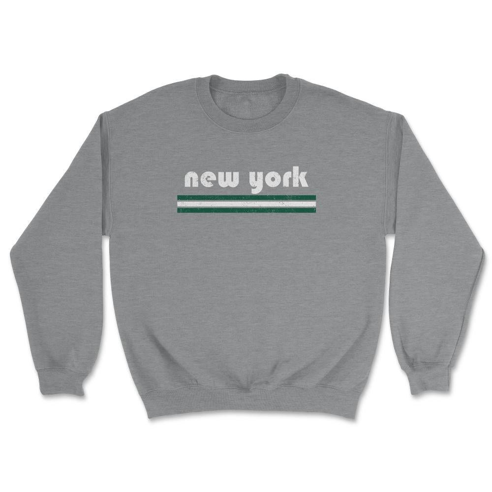 Vintage New York Retro Three Stripe Weathered - Unisex Sweatshirt - Grey Heather