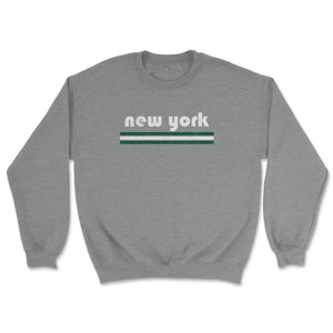 Vintage New York Retro Three Stripe Weathered - Unisex Sweatshirt - Grey Heather