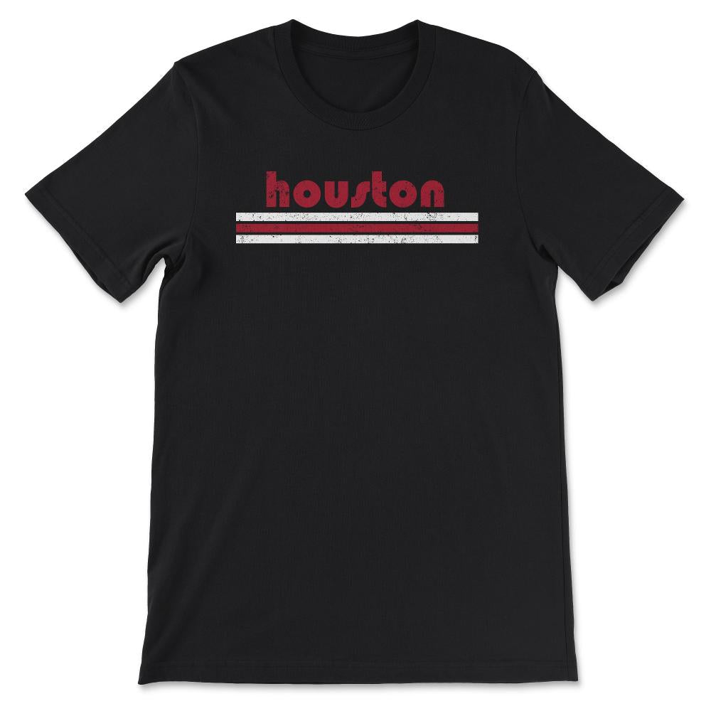 Vintage Houston Texas Retro Three Stripe Weathered - Unisex T-Shirt - Black