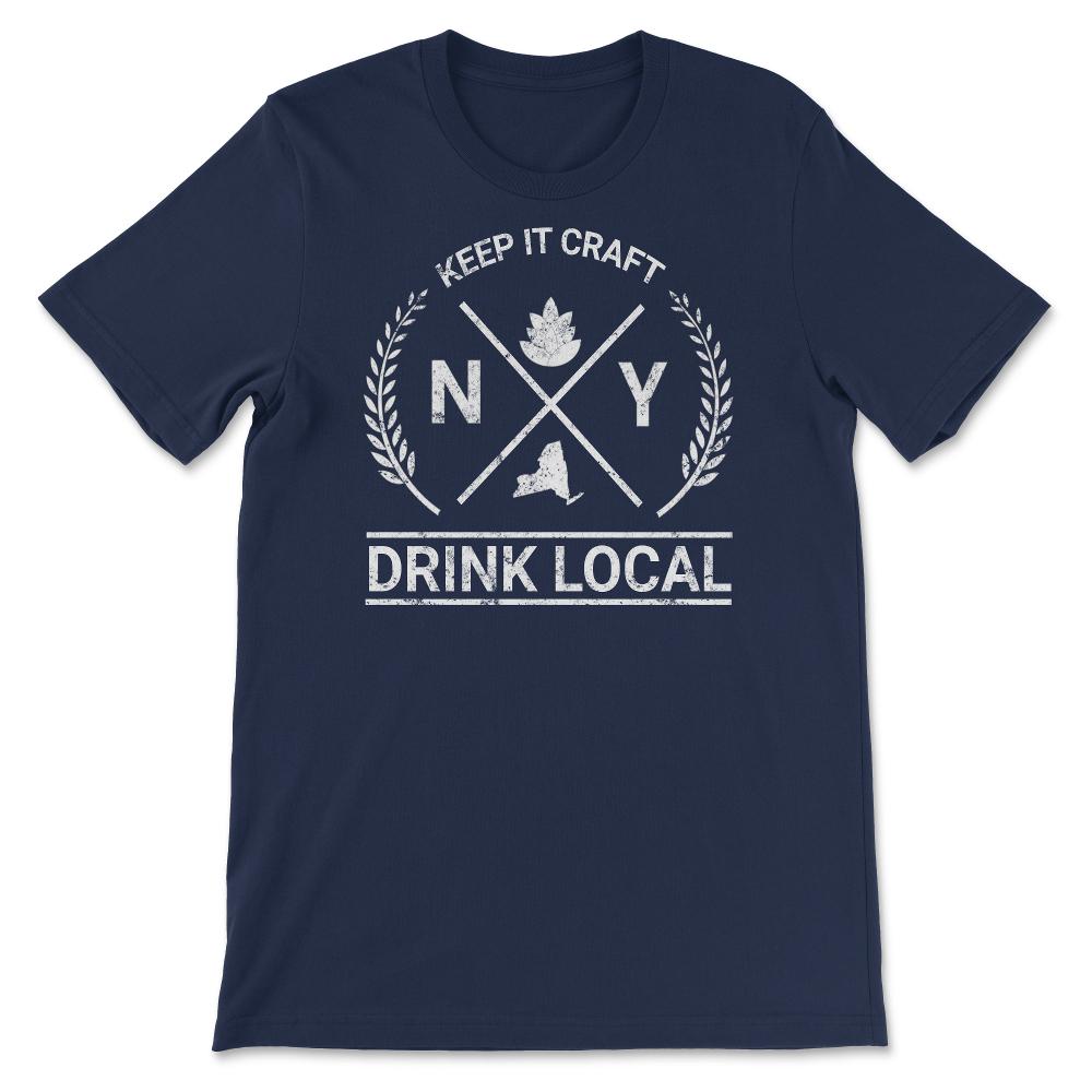 Drink Local New York Vintage Craft Beer Brewing - Unisex T-Shirt - Navy