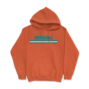 Vintage Miami Florida Retro Three Stripe Weathered - Hoodie - Orange