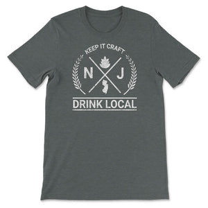 Drink Local New Jersey Vintage Craft Beer Brewing - Unisex T-Shirt - Dark Grey Heather