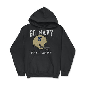 Go Navy Beat Army America's Game Vintage Football Helmet - Hoodie - Black