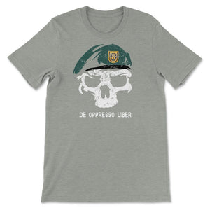 Army Special Forces De Oppresso Liber Green Beret 1st SFG Airborne - Unisex T-Shirt - Grey Heather