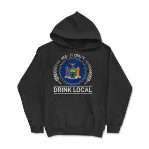 Drink Local New York Vintage Craft Beer New York Brewing - Hoodie - Black