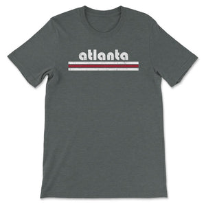 Vintage Atlanta Georgia Retro Three Stripe Weathered - Unisex T-Shirt - Dark Grey Heather