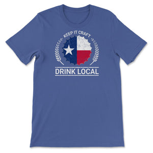 Drink Local Texas Vintage Craft Beer Bottle Cap Brewing - Unisex T-Shirt - Royal Blue