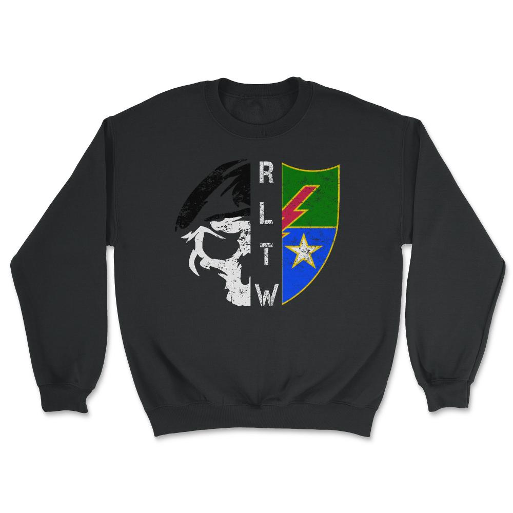 75th Vintage Army 75th Ranger Regiment DUI RLTW Half Skull Half Crest - Unisex Sweatshirt - Black