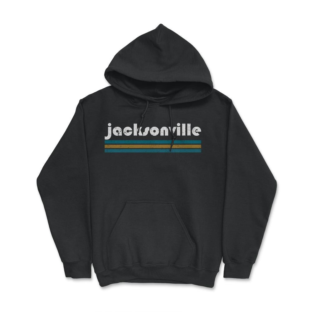 Vintage Jacksonville Florida Retro Three Stripe Weathered - Hoodie - Black