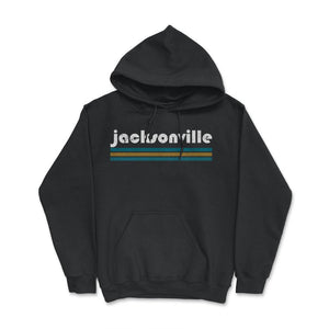 Vintage Jacksonville Florida Retro Three Stripe Weathered - Hoodie - Black