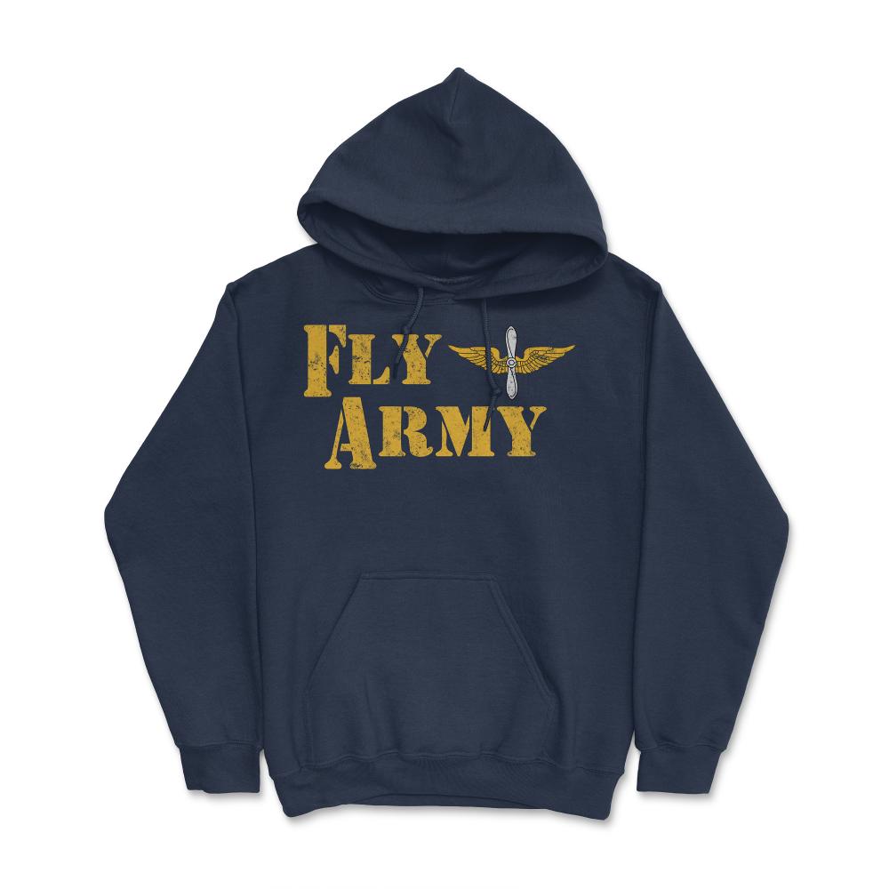 Vintage Fly Army Military Pilot Army Aviation Branch - Hoodie - Navy