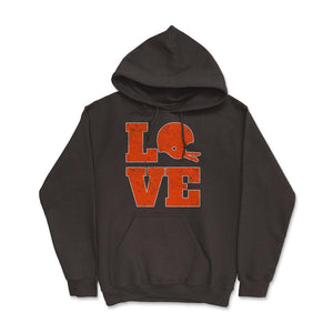 Cleveland Football LOVE Vintage Helmet Ohio Football Fan Gift - Hoodie - Brown