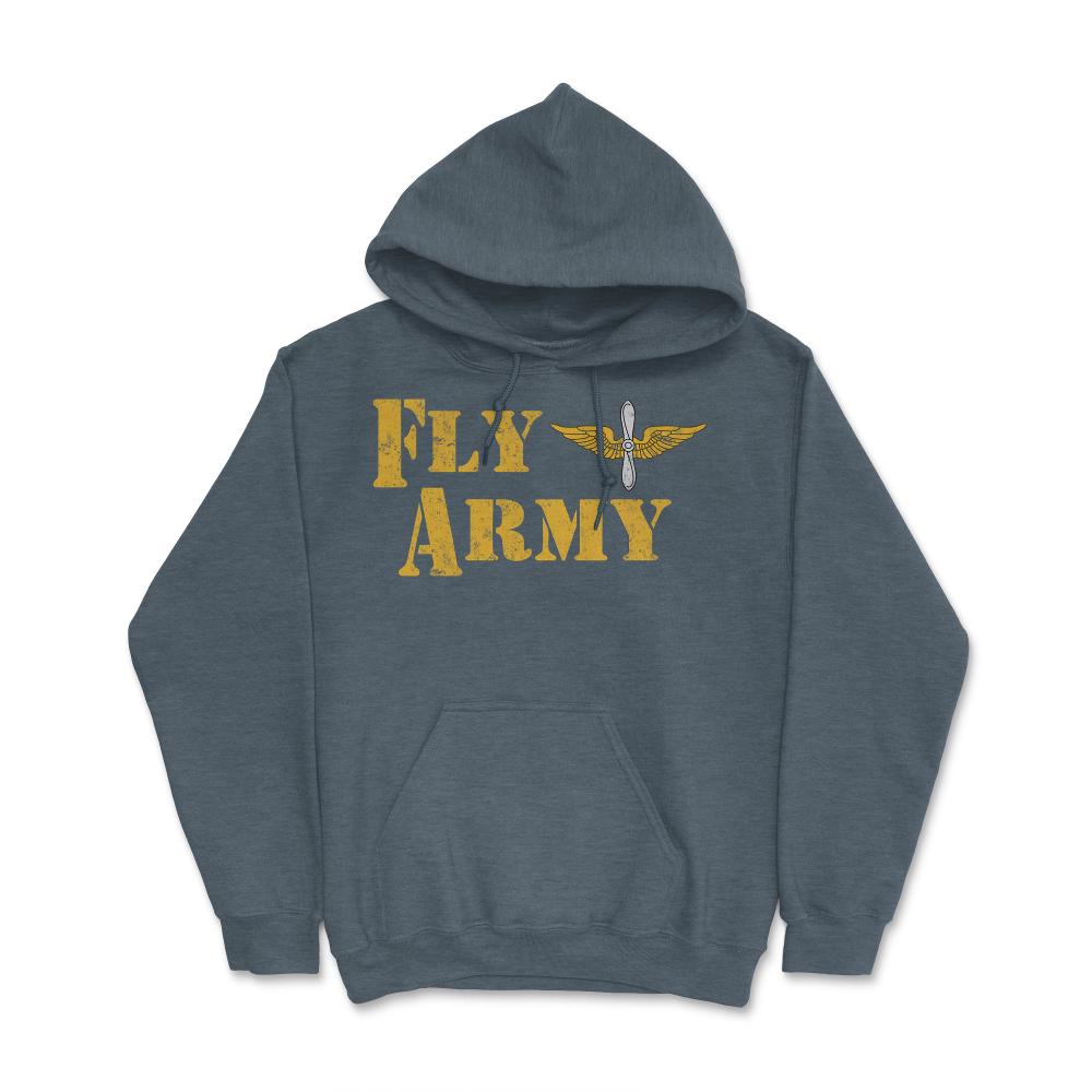 Vintage Fly Army Military Pilot Army Aviation Branch - Hoodie - Dark Grey Heather