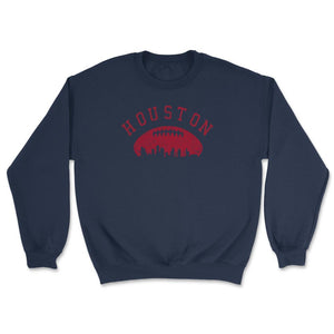 Vintage Houston Texas Football City Skyline Gameday Tailgating - Unisex Sweatshirt - Navy