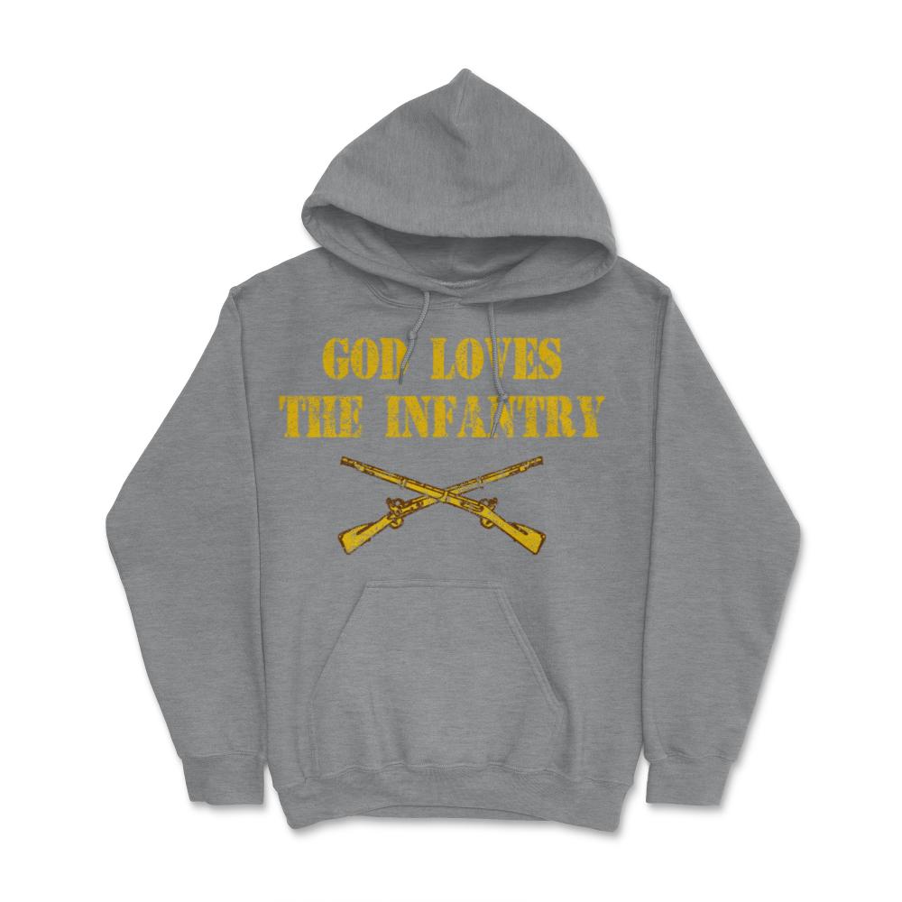 God Loves The Infantry Crossed Rifles Military Infantrymen Vintage - Hoodie - Grey Heather