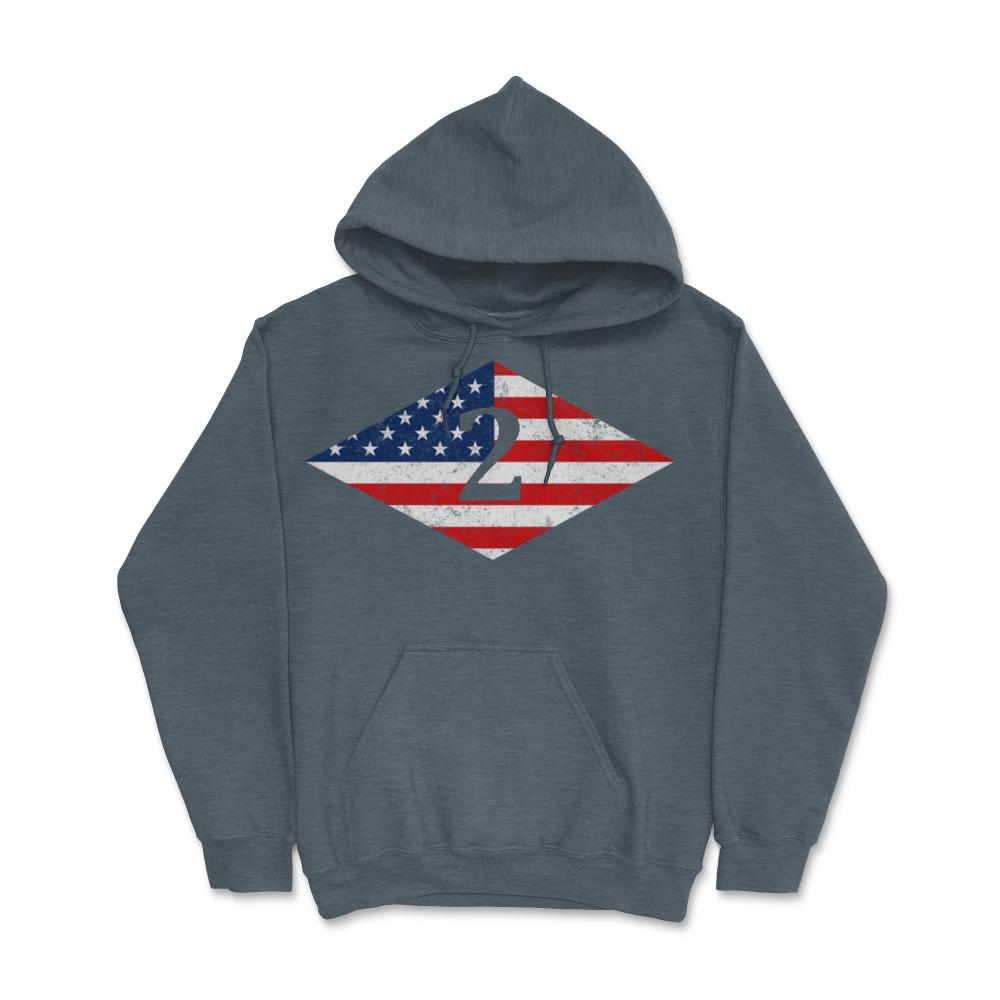 Second Ranger Battalion USA Flag Diamond Patriotic Military Army Gift - Hoodie - Dark Grey Heather