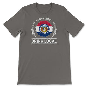 Drink Local Missouri Vintage Craft Beer Bottle Cap Brewing - Unisex T-Shirt - Smoke Grey