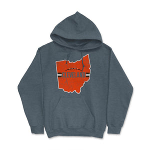 Cleveland Ohio Football State Outline Helmet Stripe Fan - Hoodie - Dark Grey Heather