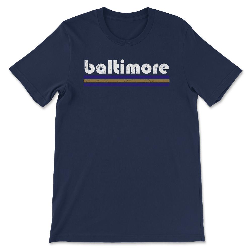Vintage Baltimore Maryland Retro Three Stripe Weathered - Unisex T-Shirt - Navy