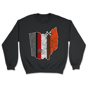 Cleveland Dawg Pound & Columbus Football Fan Buckeye Helmet Stripe - Unisex Sweatshirt - Black