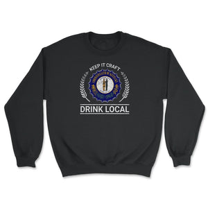 Drink Local Kentucky Vintage Craft Beer Bottle Cap Brewing - Unisex Sweatshirt - Black