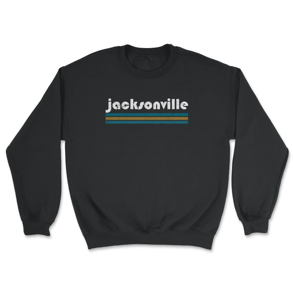 Vintage Jacksonville Florida Retro Three Stripe Weathered - Unisex Sweatshirt - Black