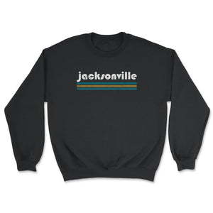 Vintage Jacksonville Florida Retro Three Stripe Weathered - Unisex Sweatshirt - Black