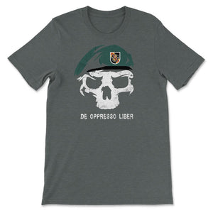 Army Special Forces De Oppresso Liber Green Beret 5th SFG Airborne - Unisex T-Shirt - Dark Grey Heather