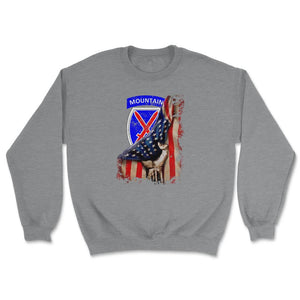 10th 10th Mountain Division US Flag Tear Patriotic Light Infantryflag - Unisex Sweatshirt - Grey Heather