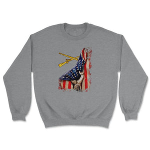 Infantry Rifles Combat Infantrymen US Flag Patriotic Soldier - Unisex Sweatshirt - Grey Heather