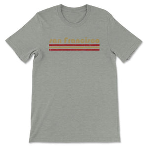 Vintage San Francisco California Retro Three Stripe Weathered - Unisex T-Shirt - Grey Heather