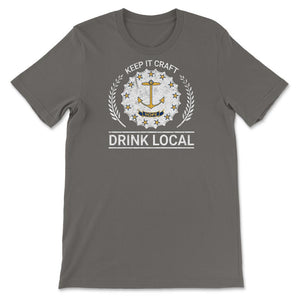 Drink Local Rhode Island Vintage Craft Beer Bottle Cap Brewing - Unisex T-Shirt - Smoke Grey