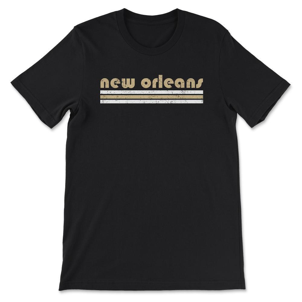 Vintage New Orleans Retro Three Stripe Weathered - Unisex T-Shirt - Black