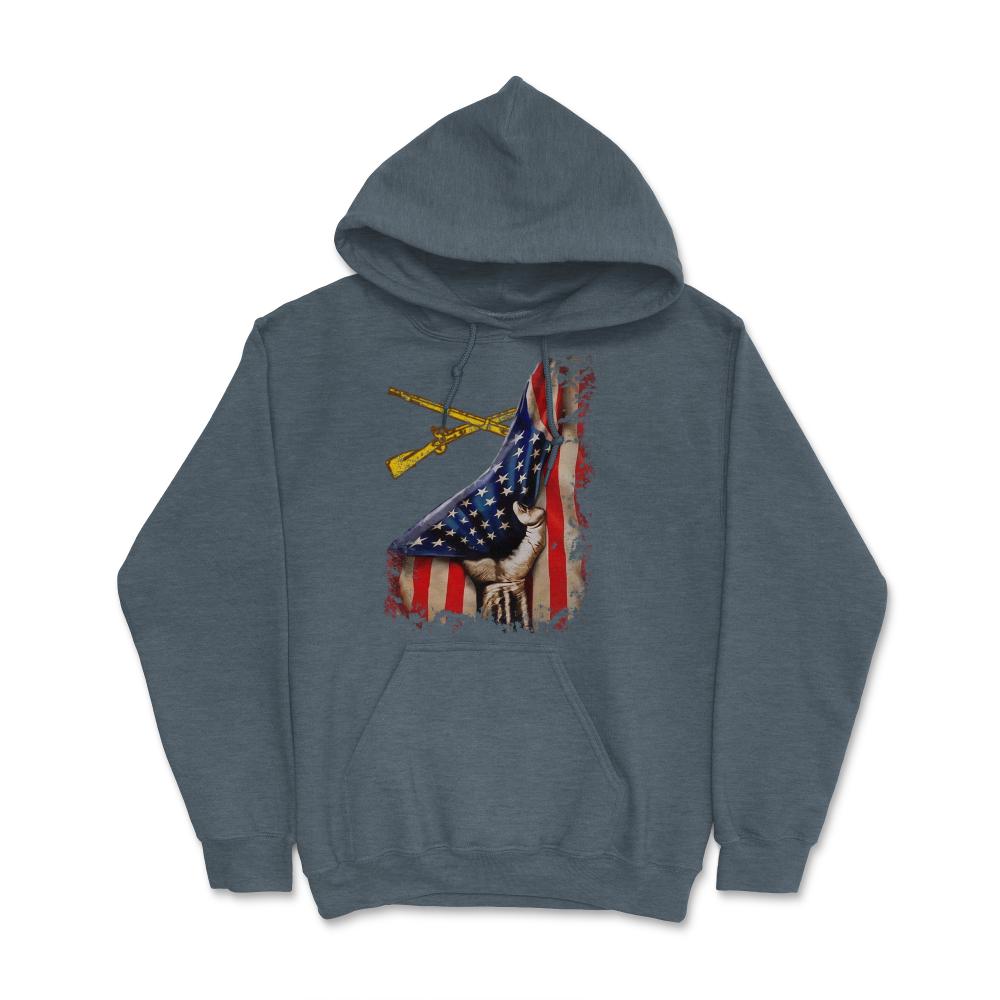 Infantry Rifles Combat Infantrymen US Flag Patriotic Soldier - Hoodie - Dark Grey Heather